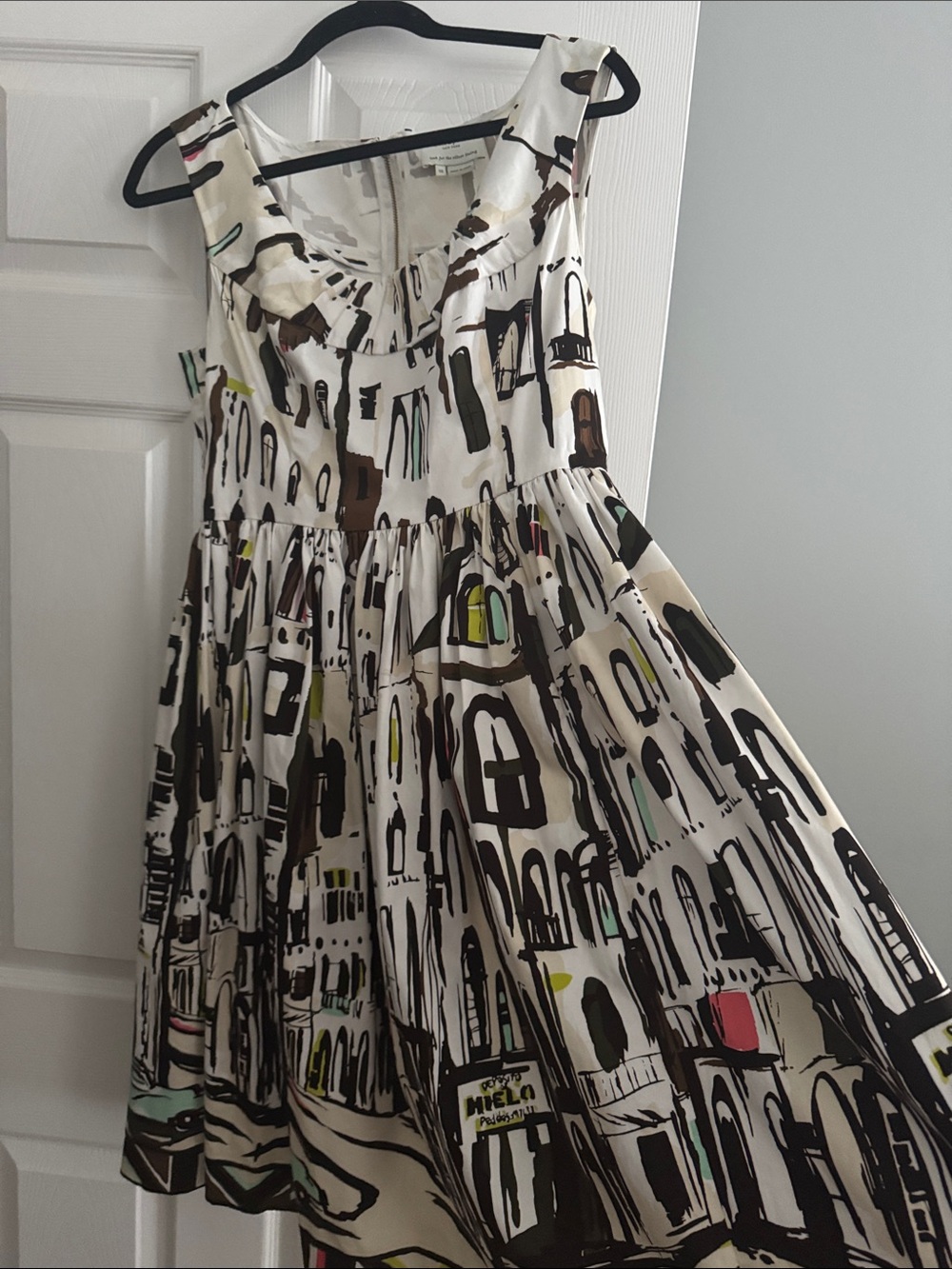 kate spade White Dress with Brown and Black Abstract Print - Picture 6 of 8